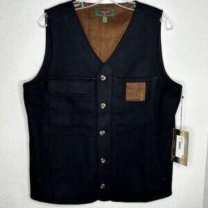 Yellowstone Vest Mens Medium Black Wool Blend Button Front Flyshacker VT564LYS